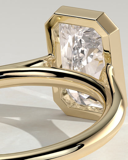 Rachel - Statement Radiant Bezel Solitaire with Open Cathedral High Setting Engagement Ring - Yellow Gold