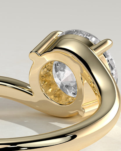 Kimia - Round Claw Solitaire with Bypass Band Engagement Ring - Yellow Gold