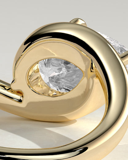 Jackie - Pear East West Claw Solitaire with Bypass Band  Engagement Ring - Yellow Gold