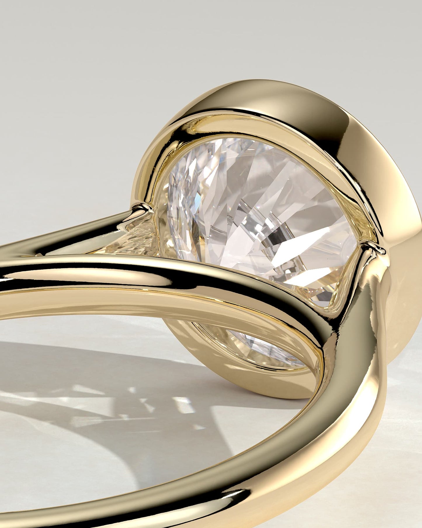Kaylah - Statement Round Bezel Solitaire with Open Cathedral High Setting Engagement Ring - Yellow Gold