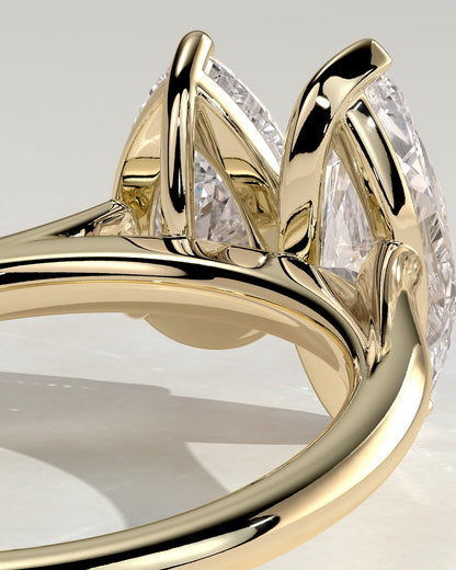 Jana - Pear and Marquise Claw Toi et Moi with Cathedral High Setting Engagement Ring - Yellow Gold