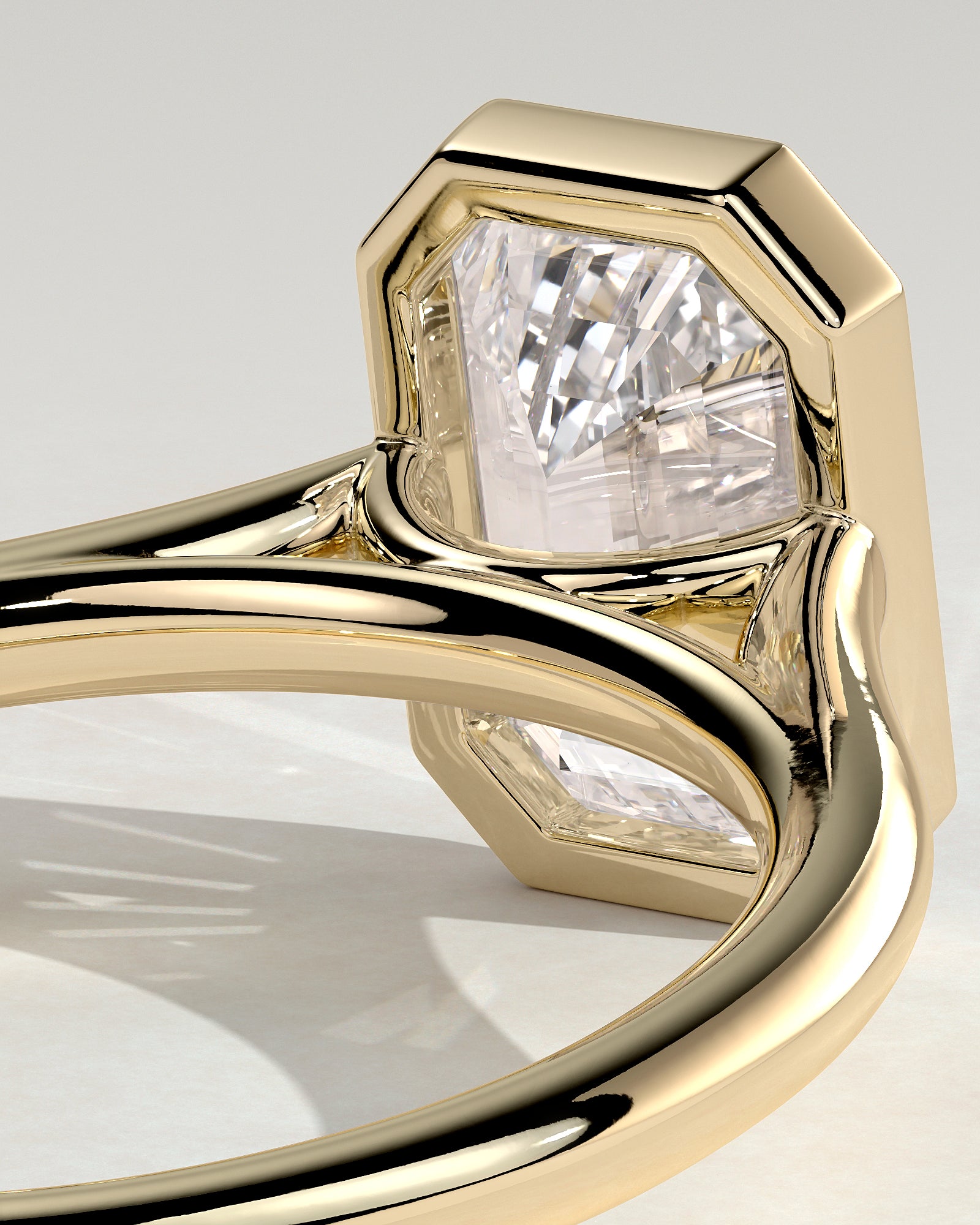 Imani - Emerald Bezel Solitaire with Cathedral High Setting Engagement Ring - Yellow Gold - Yellow Gold 2ct