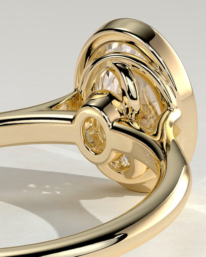 Gemma - Oval Bezel Solitaire with Twisted Gallery Engagement Ring - Yellow Gold
