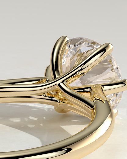 Delilah - Round Claw Solitaire with Open Trellis Gallery and Cathedral Low Setting Engagement Ring - Yellow Gold