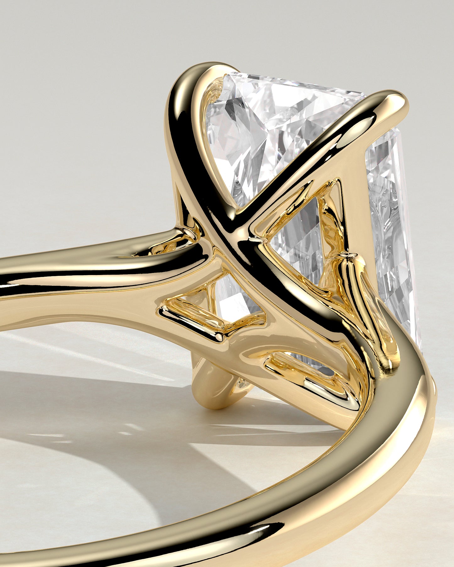 Dakota - Radiant Claw Solitaire with Cathedral Low Setting and Open Trellis Gallery Engagement Ring - Yellow Gold - Yellow Gold 2ct