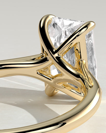 Dakota - Radiant Claw Solitaire with Cathedral Low Setting and Open Trellis Gallery Engagement Ring - Yellow Gold