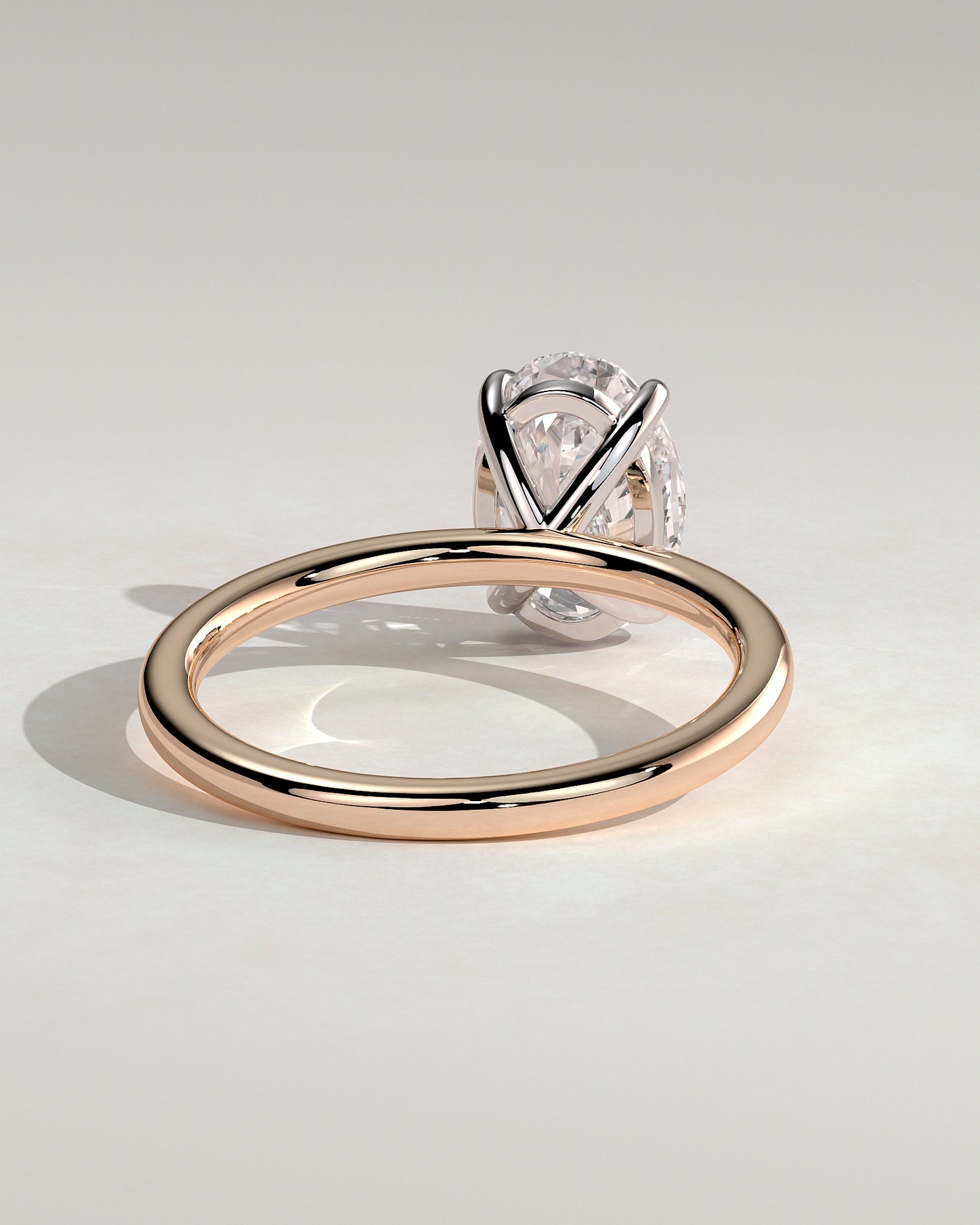 Daisy - Classic Oval Claw Solitaire Engagement Ring - Rose Two-Tone - Rose Two-Tone 2ct