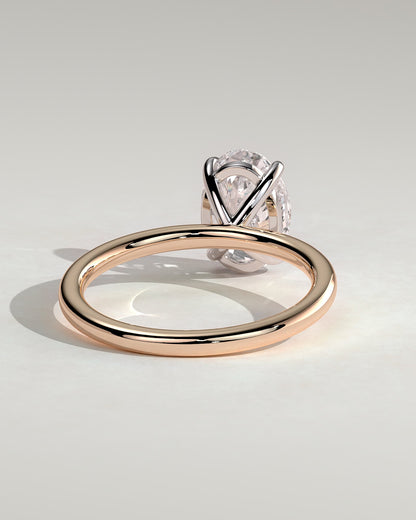 Daisy - Classic Oval Claw Solitaire Engagement Ring - Rose Two-Tone