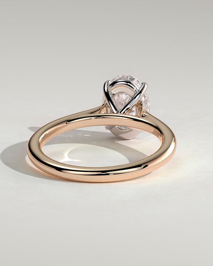 Hilary - Oval Claw Solitaire with Cathedral High Setting Engagement Ring - Rose Two-Tone