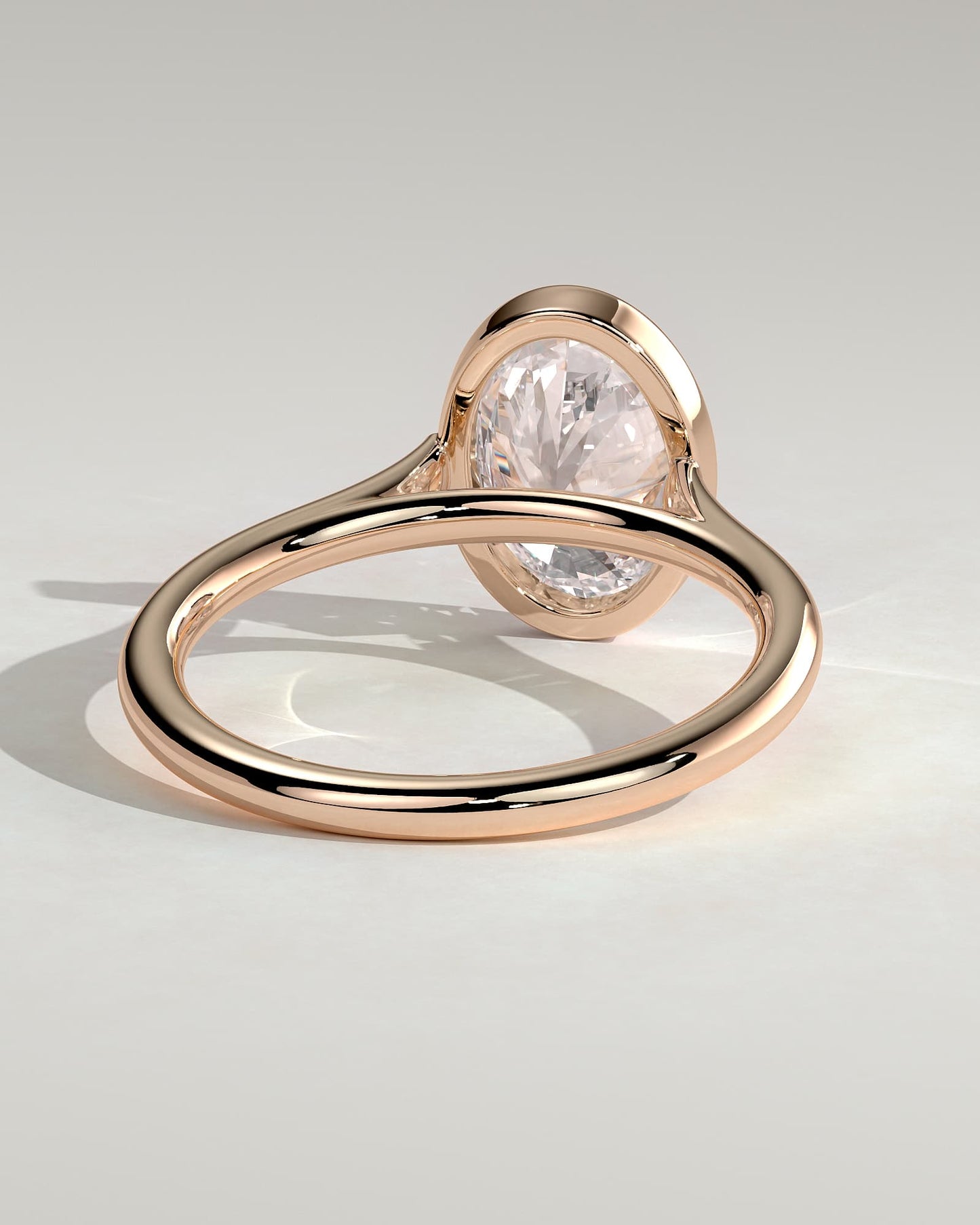 Lexie - Statement Oval Bezel Solitaire with Open Cathedral High Setting Engagement Ring - Rose Gold