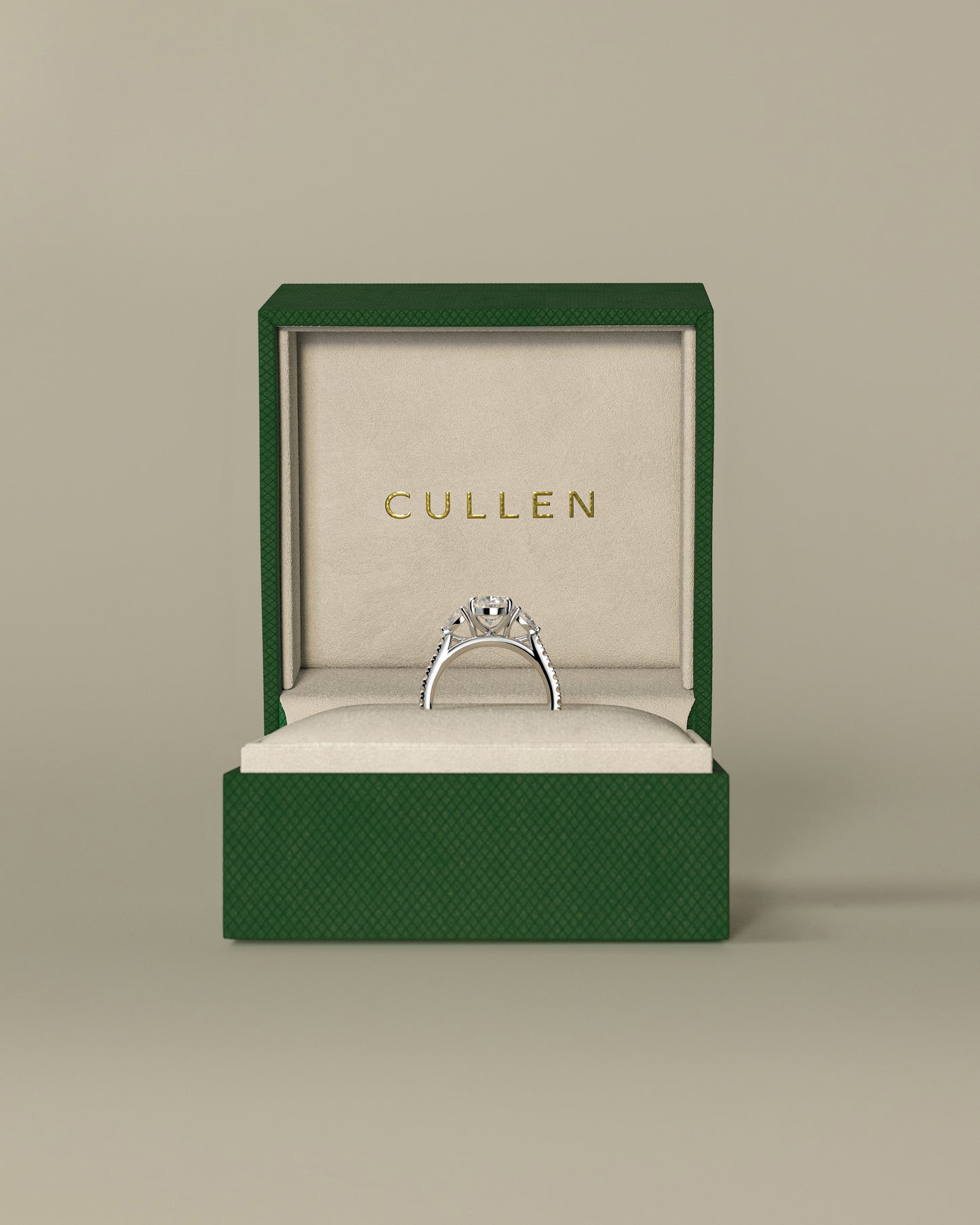 Arabella - Oval Claw Trilogy with Pear Side Stones and Pave Band Engagement Ring - Platinum - White Gold / Platinum 2ct