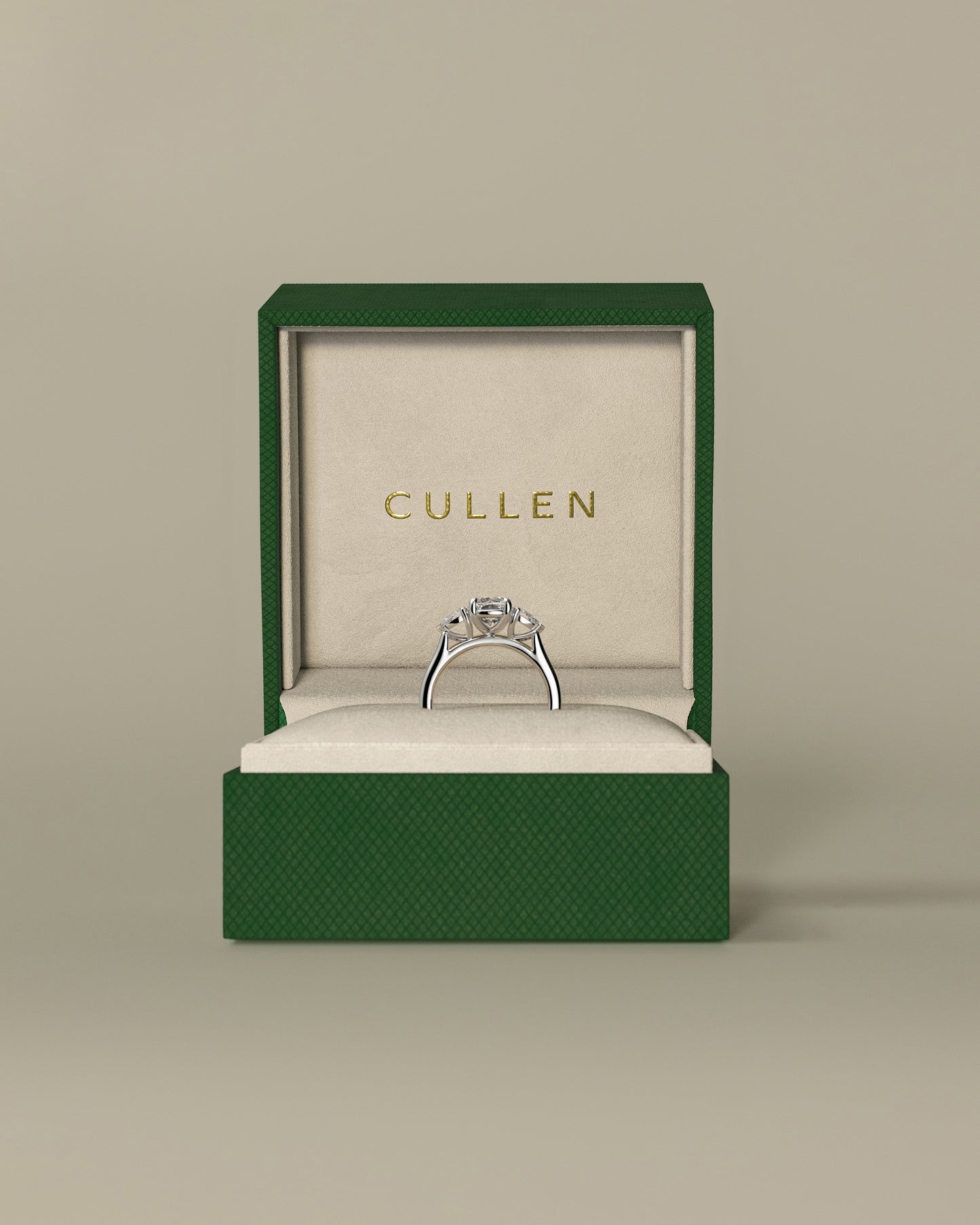 Cataleya - Elongated Cushion Claw Trilogy with Pear Side Stones and Cathedral Setting Engagement Ring - Platinum - White Gold / Platinum 2ct