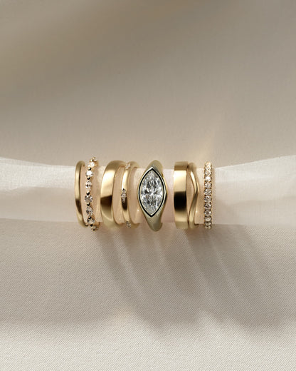 Angie - Statement Marquise East West Bezel Solitaire with Signet Band Engagement Ring - Yellow Gold - yellow gold - Lara Jewels