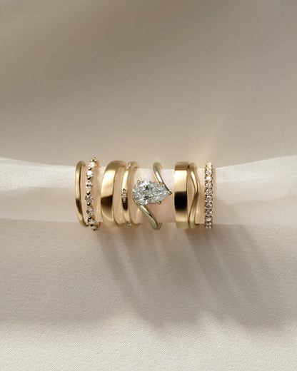 Jennifer - Pear Claw Solitaire with Bypass Band Engagement Ring - Yellow Gold