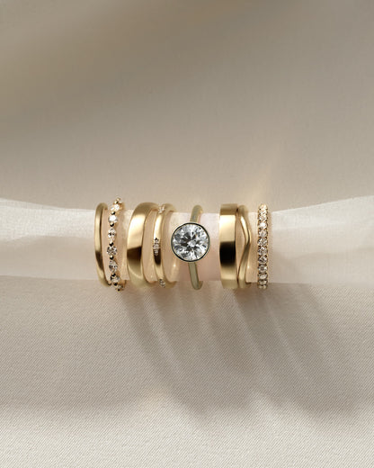 Kaylah - Statement Round Bezel Solitaire with Open Cathedral High Setting Engagement Ring - Yellow Gold