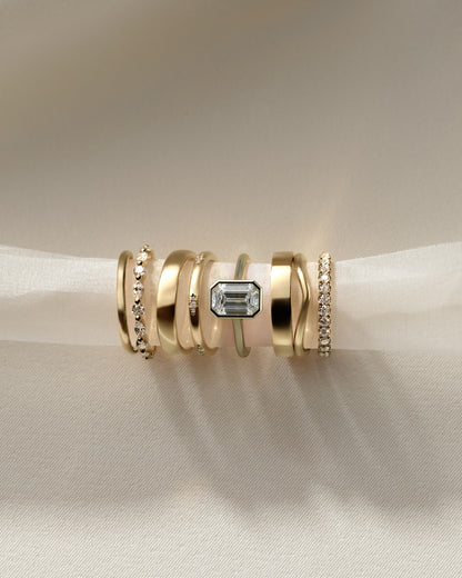 Imani - Emerald Bezel Solitaire with Cathedral High Setting Engagement Ring - Yellow Gold