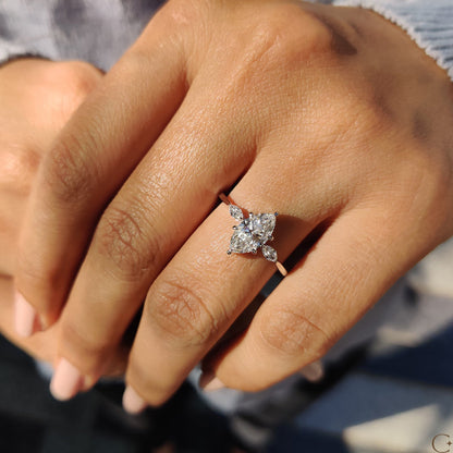 Marquise Engagement Ring In 3 Stone Setting