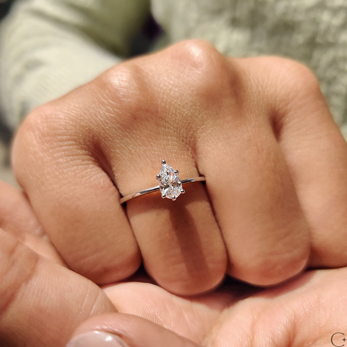 Pear Shaped Diamond Ring In Solitaire Style