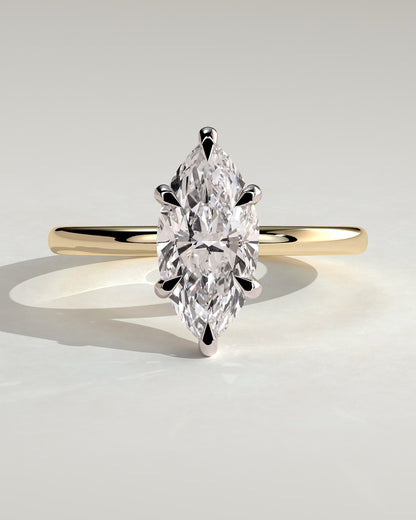Zariyah - Marquise Claw Solitaire with Hidden Halo Engagement Ring - Yellow Two-Tone