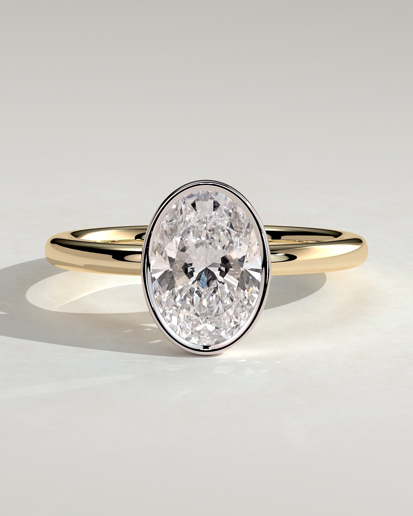 Armani - Oval Bezel Solitaire with Petal Gallery Engagement Ring - Yellow Two-Tone - Yellow Two-Tone 2ct