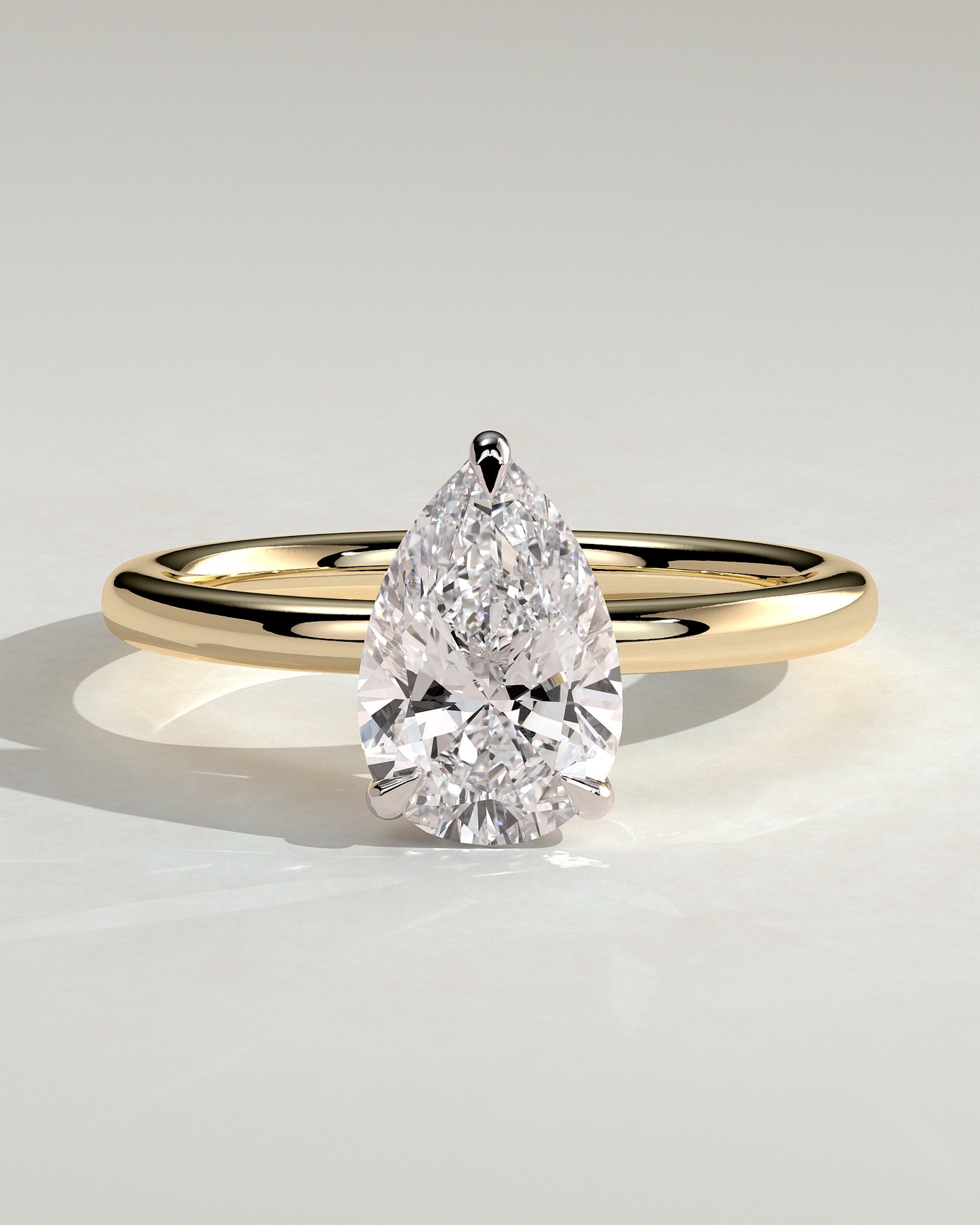 Amy - Pear Claw Solitaire Engagement Ring - Yellow Two-Tone - Yellow Two-Tone 2ct