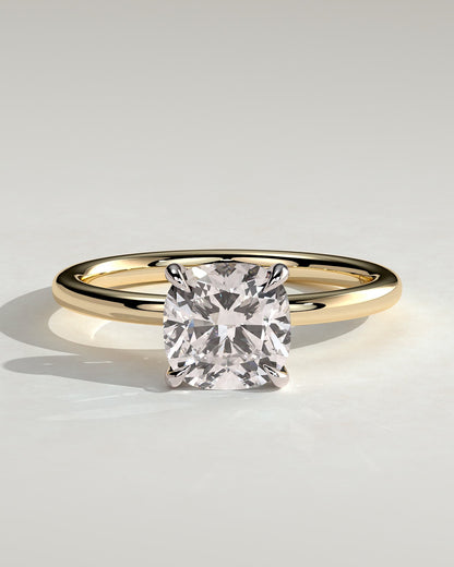Hazel - Cushion Claw Solitaire Engagement Ring - Yellow Two-Tone