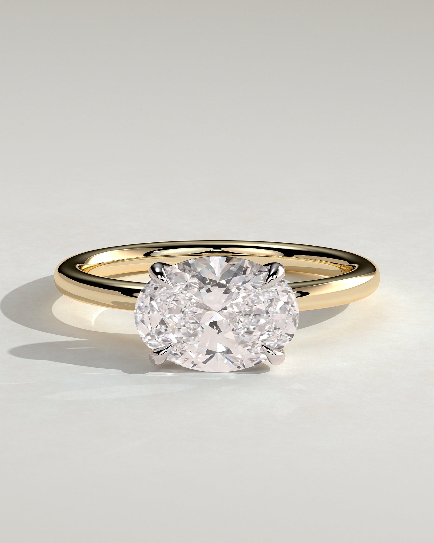 Dotti - Oval East West Claw Solitaire Engagement Ring - Yellow Two-Tone - Yellow Two-Tone 2ct