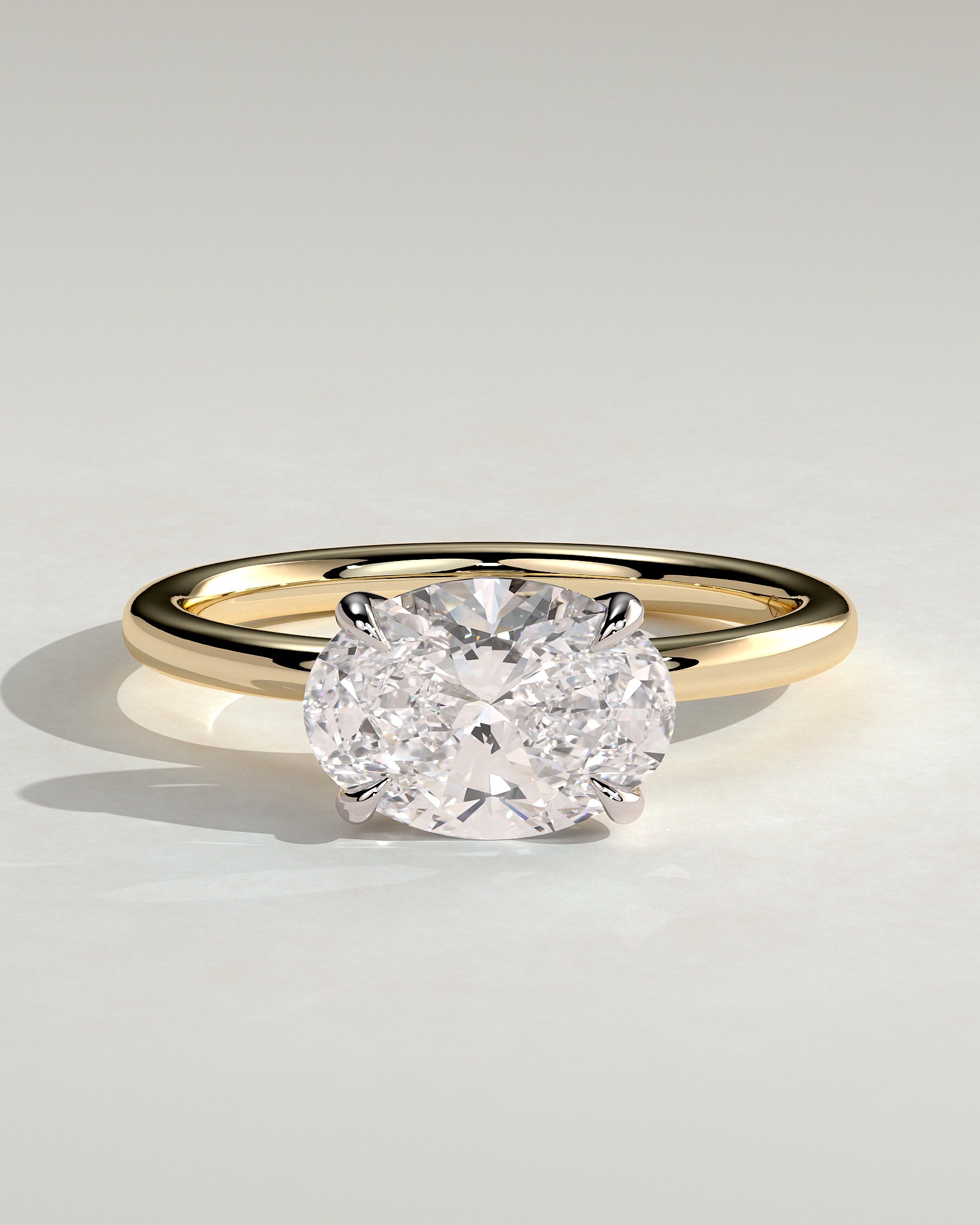 Dotti - Oval East West Claw Solitaire Engagement Ring - Yellow Two-Tone - Yellow Two-Tone 2ct