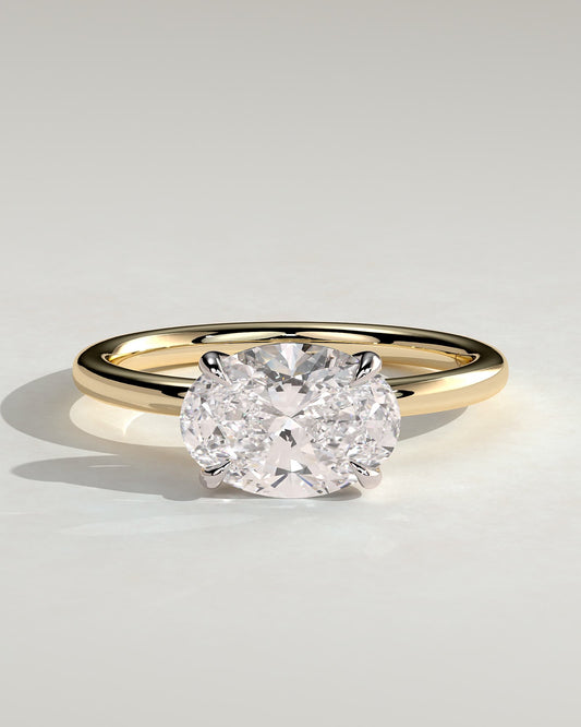 Dotti - Oval East West Claw Solitaire Engagement Ring - Yellow Two-Tone