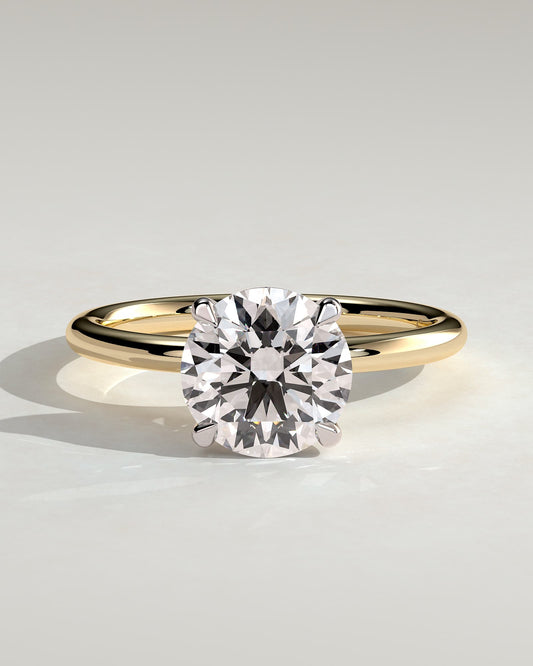 Lilly - Round Claw Solitaire Engagement Ring - Yellow Two-Tone