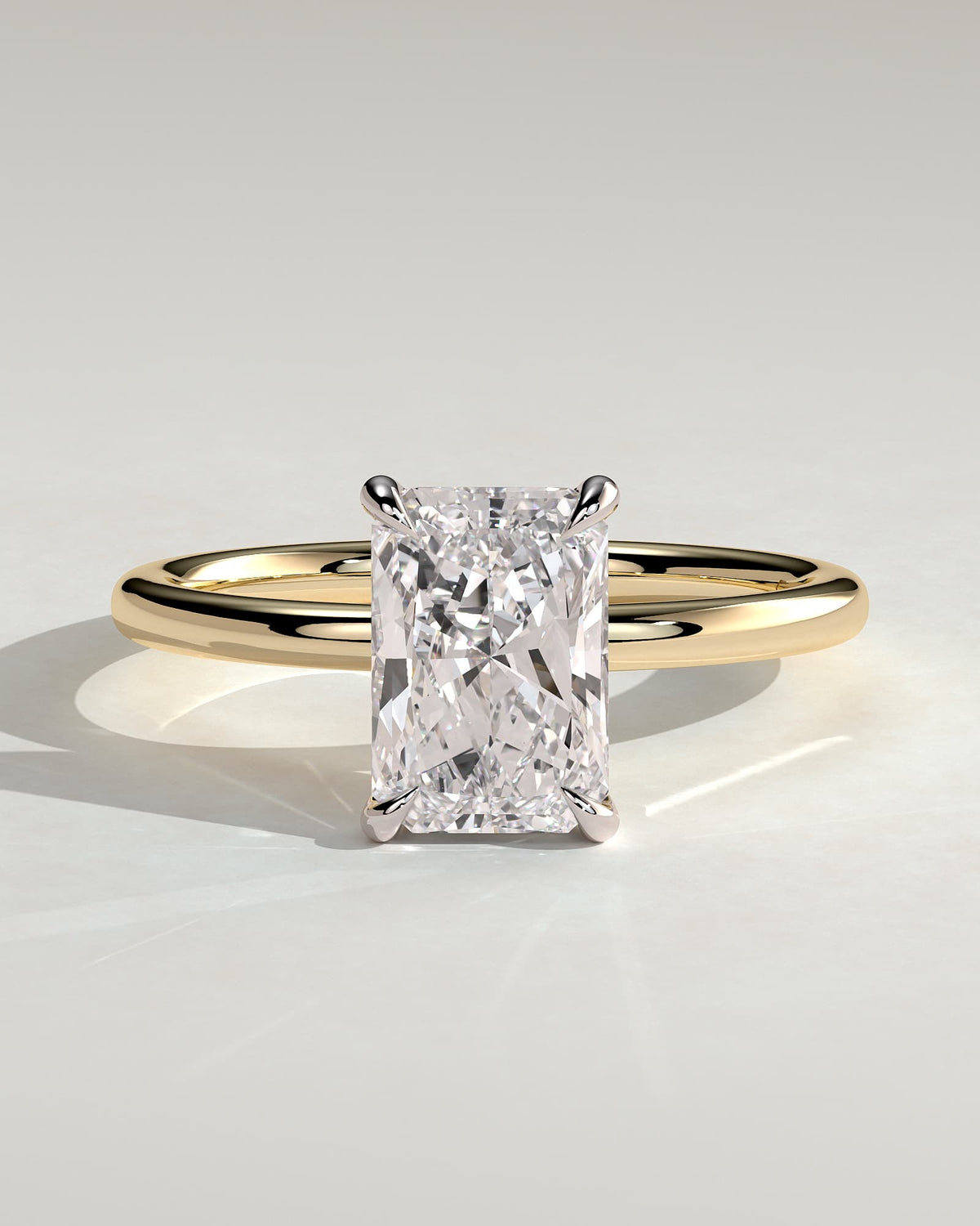 Judy - Radiant Claw Solitaire Engagement Ring - Yellow Two-Tone