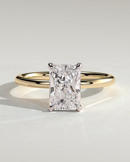 Judy - Radiant Claw Solitaire Engagement Ring - Yellow Two-Tone