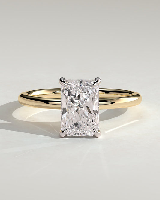 Judy - Radiant Claw Solitaire Engagement Ring - Yellow Two-Tone