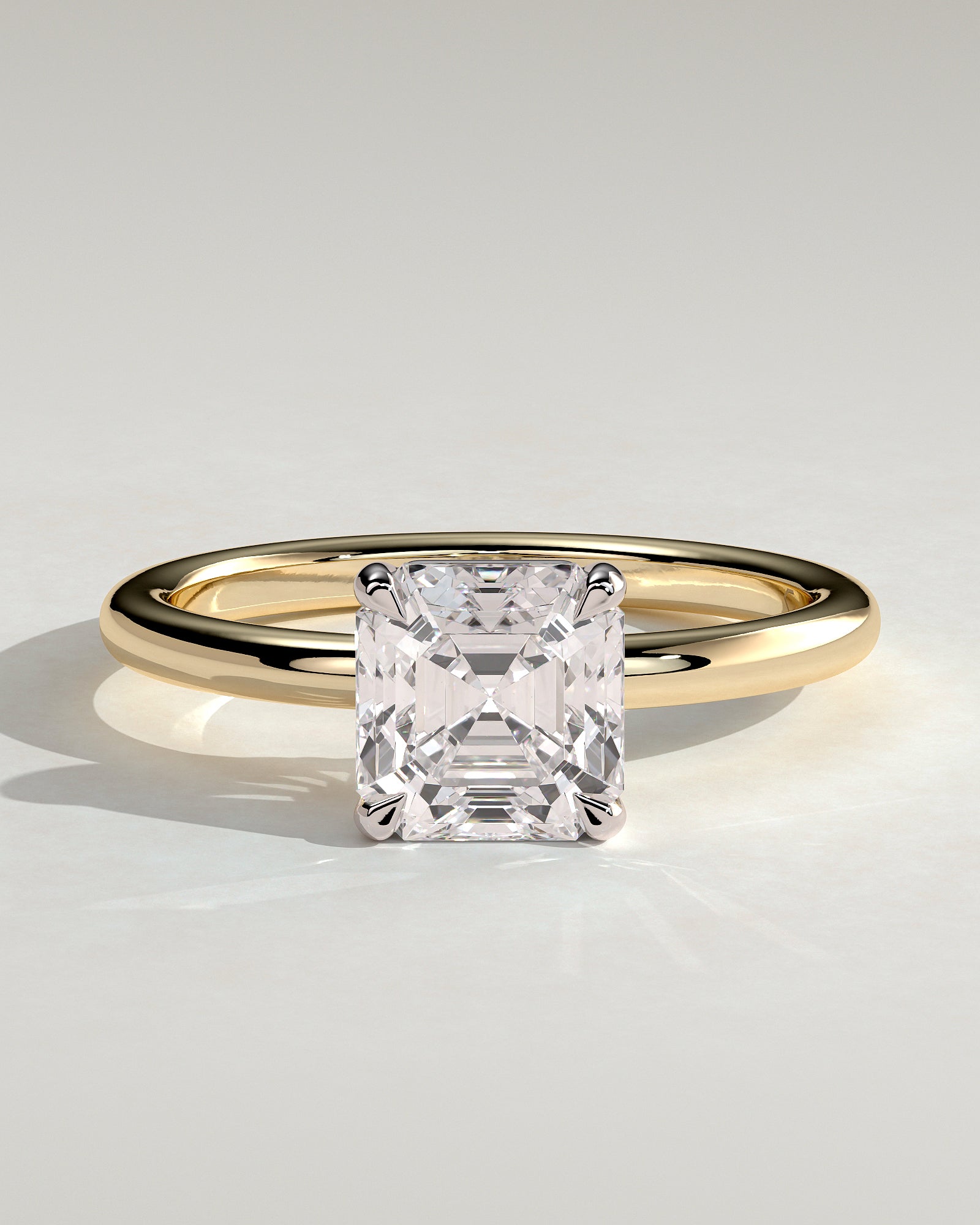 Emmy - Asscher Claw Solitaire Engagement Ring - Yellow Two-Tone - Yellow Two-Tone 2ct