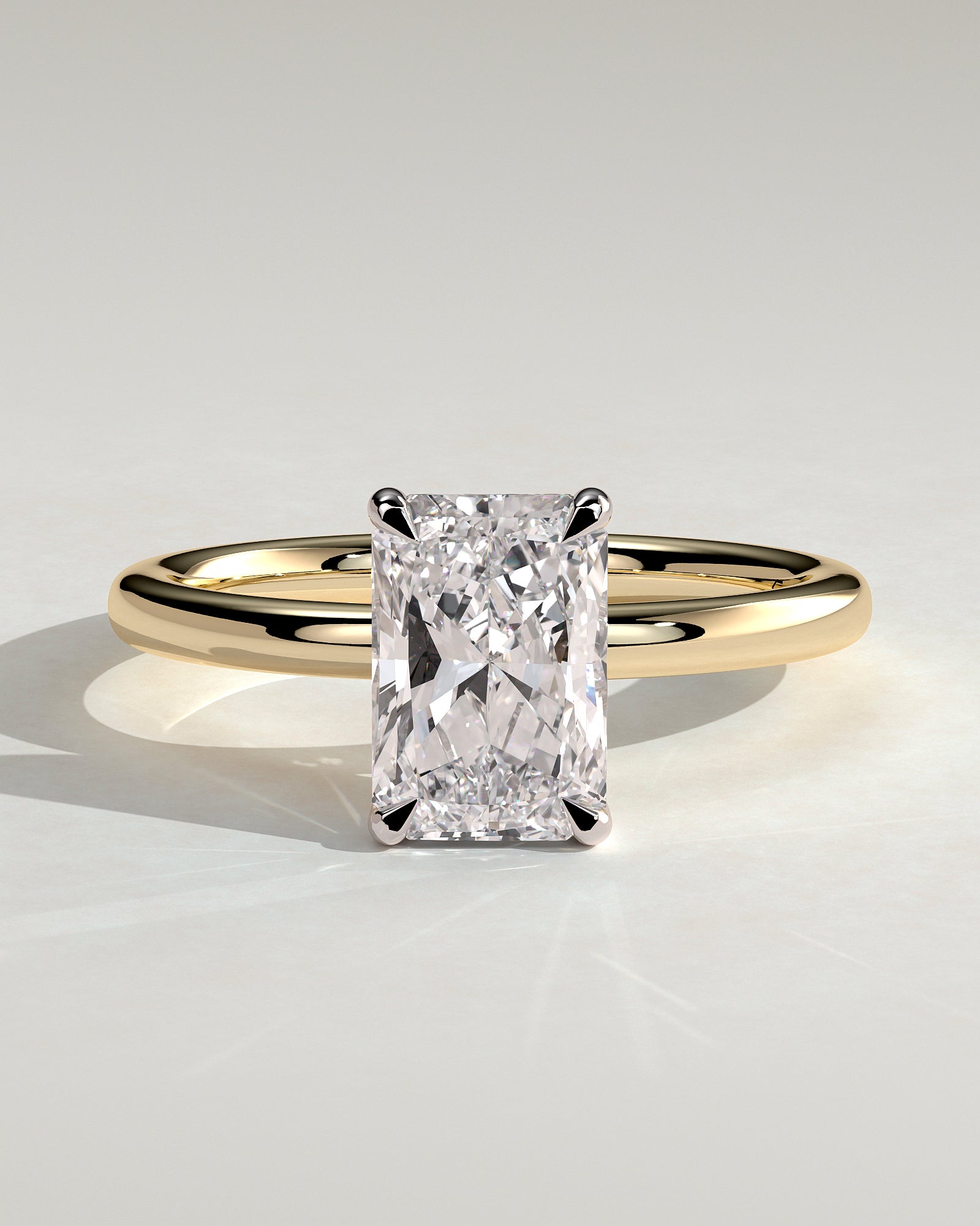 Carly - Radiant Claw Solitaire with Hidden Halo Engagement Ring - Yellow Two-Tone - Yellow Two-Tone 2ct