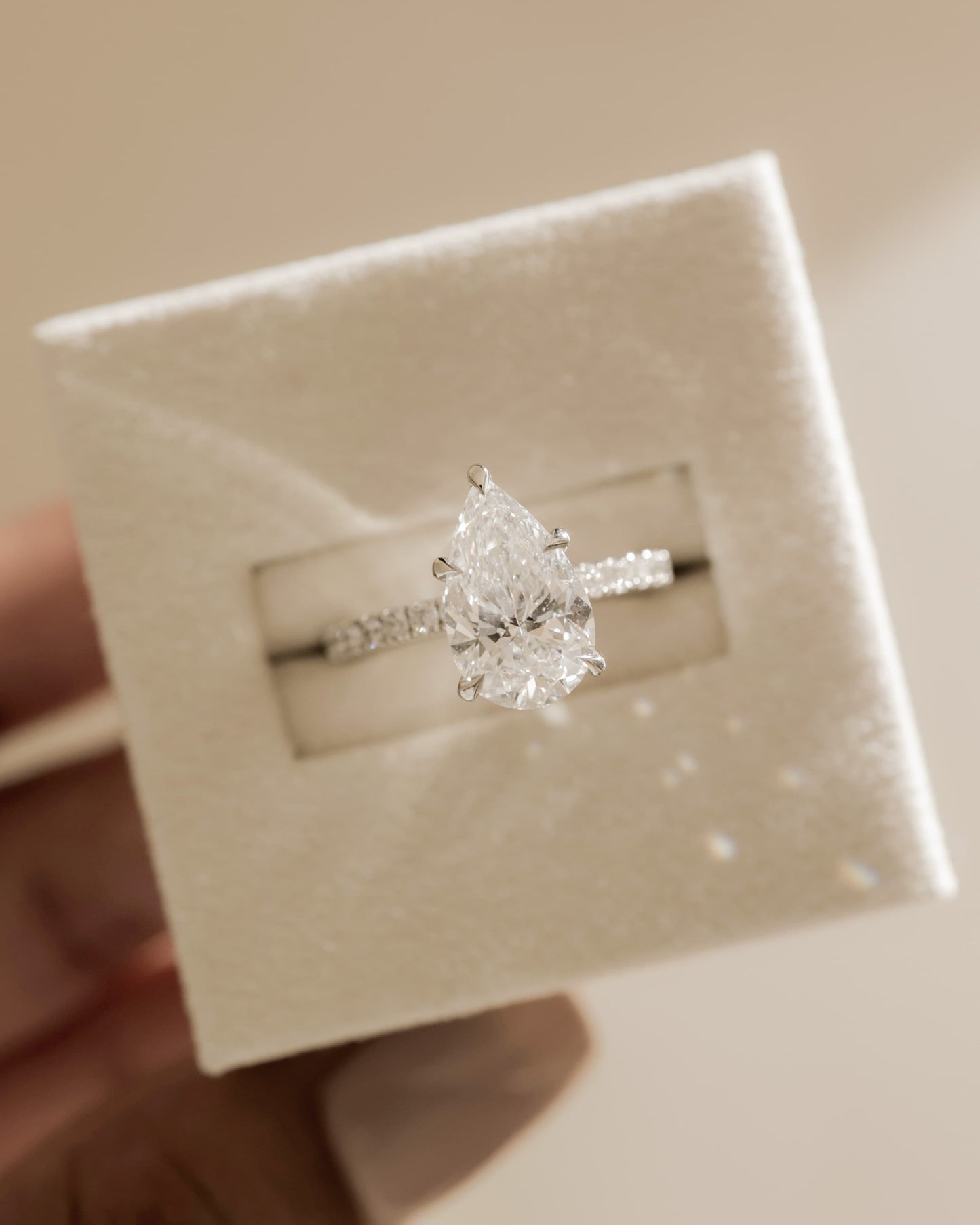Brynlee - Pear Claw Solitaire with Pave Band Engagement Ring - Yellow Gold