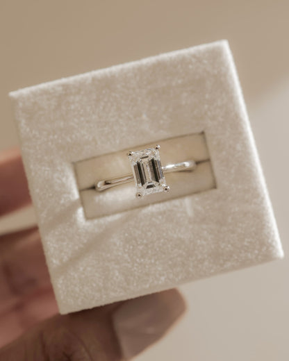 Freya - Emerald Claw Solitaire with Tapered Band and Cathedral Low Setting Engagement Ring - Yellow Gold