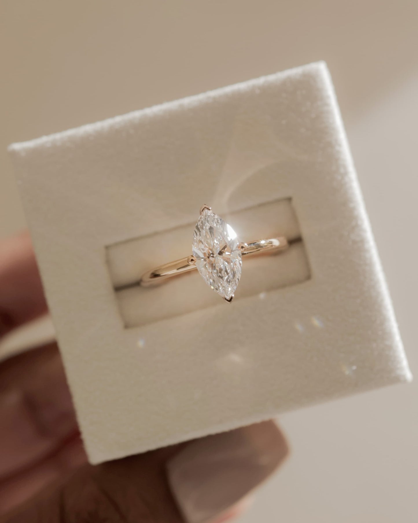 Sherry - Marquise Claw Solitaire Engagement Ring - Yellow Gold
