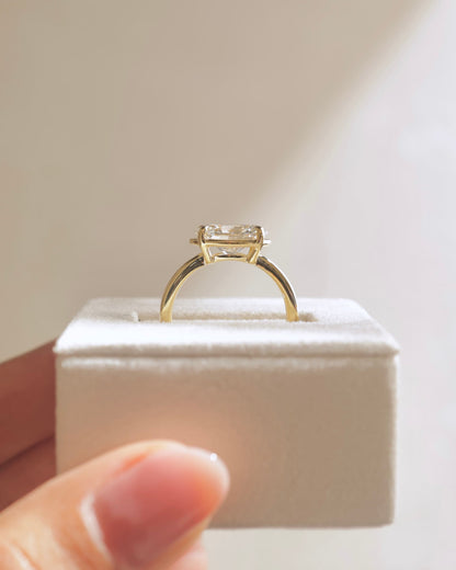 Arlo - Oval East West Claw Solitaire with Bezel Frame Engagement Ring - Yellow Gold