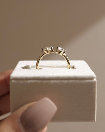 Salma - Marquise and Pear Claw Toi et Moi with Open Band Engagement Ring - White Gold