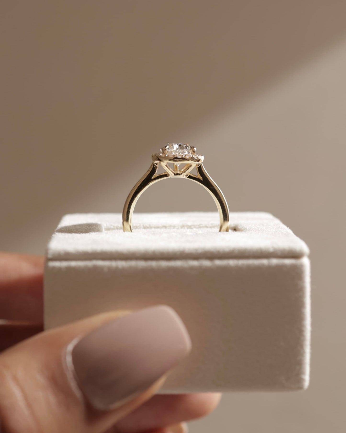 Viola - Pear Claw Solitaire with Halo and Cathedral High Setting Engagement Ring - Rose Gold