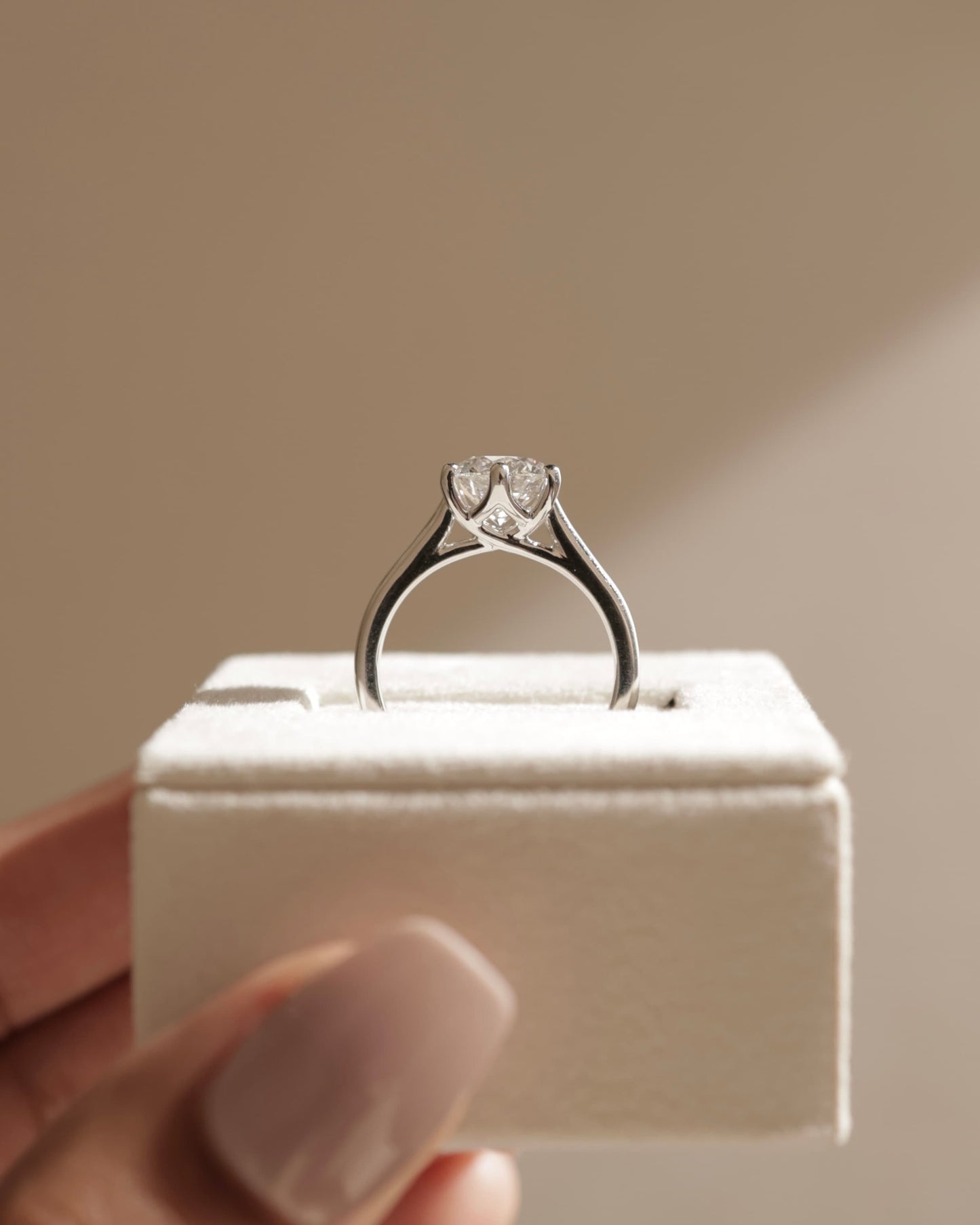 Zya - Round Claw Solitaire with Trellis Gallery, Lattice Detail and Cathedral Low Setting Engagement Ring - Yellow Gold