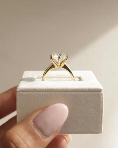 Jacqueline - Round Claw Solitaire with Solid Cathedral Low Setting Engagement Ring - Platinum