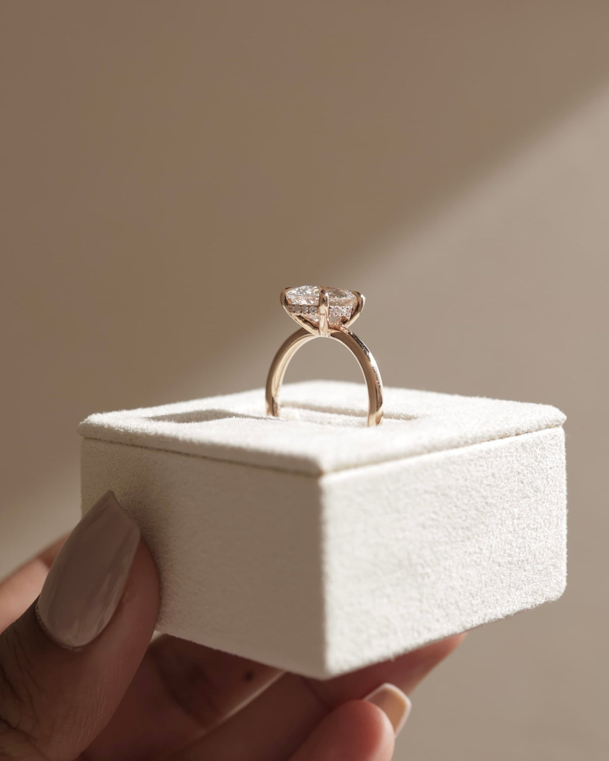 Nienna - Pear Claw Solitaire with Hidden Halo Engagement Ring - Platinum