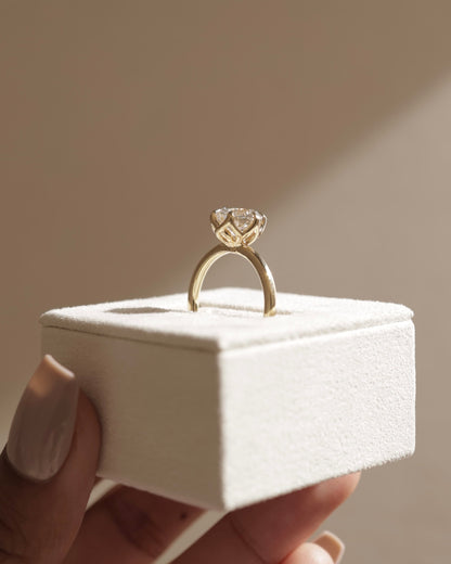 Rita - Round Claw Solitaire with Crossover Petal Gallery Engagement Ring - Rose Gold