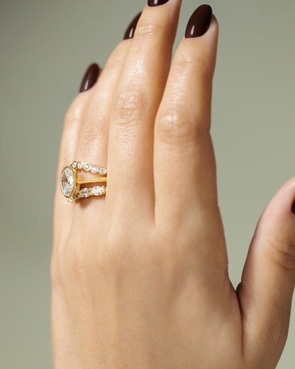 Gemma - Oval Bezel Solitaire with Twisted Gallery Engagement Ring - Platinum