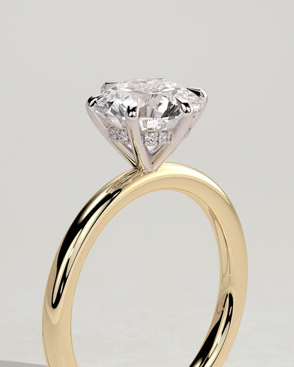 Anna - Round Claw Solitaire with Hidden Halo Engagement Ring - Yellow Two-Tone - yellow two-tone - Lara Jewels