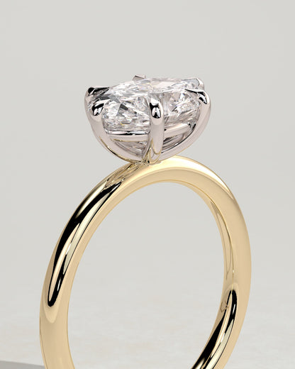 Allison - Oval East West Claw Solitaire Engagement Ring - Yellow Two-Tone - yellow two-tone - Lara Jewels