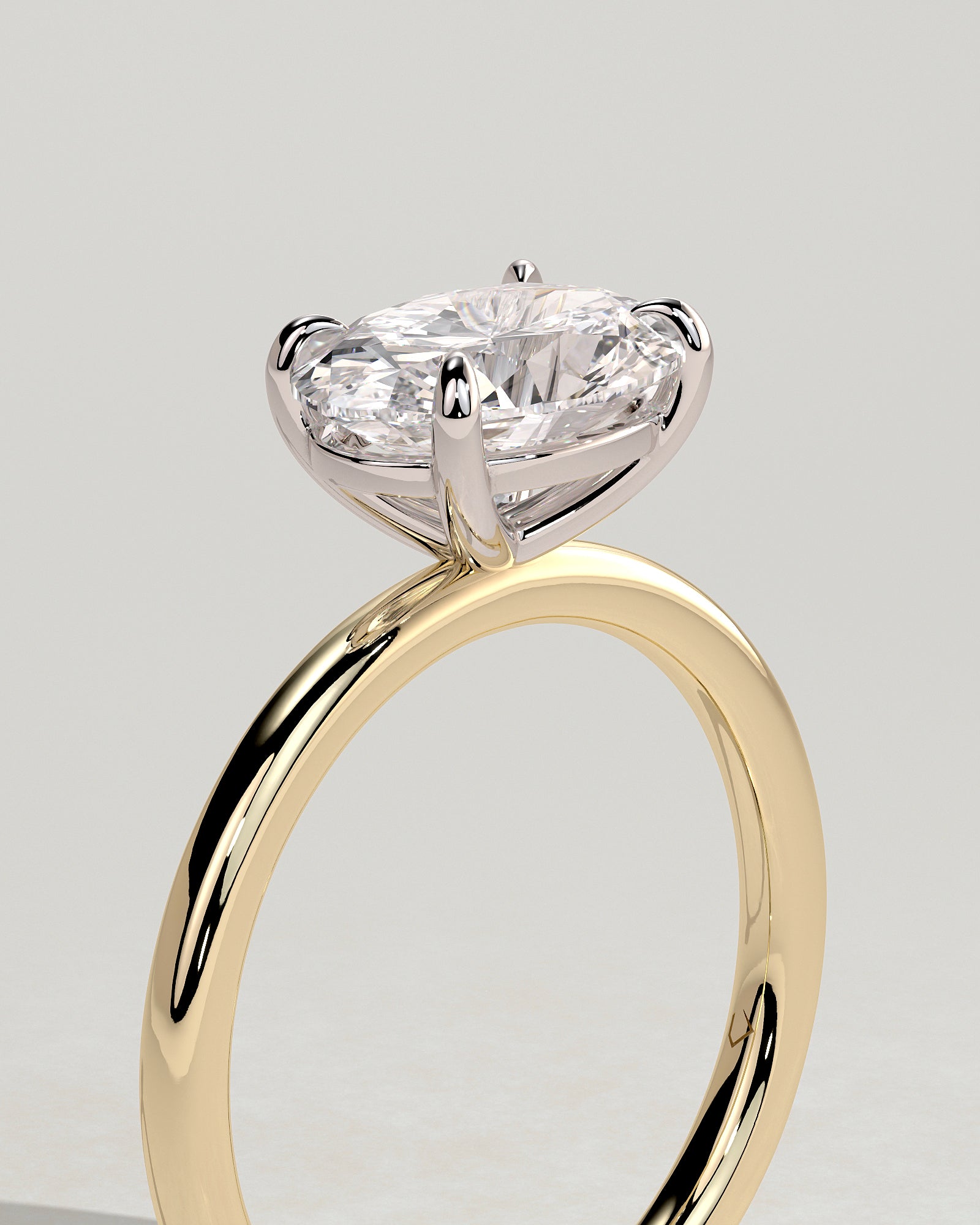 Dotti - Oval East West Claw Solitaire Engagement Ring - Yellow Two-Tone - Yellow Two-Tone 2ct