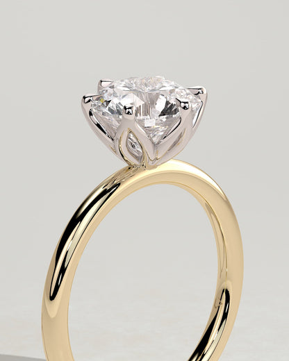 Iris - Round Claw Solitaire with Petal Gallery Engagement Ring - Yellow Two-Tone